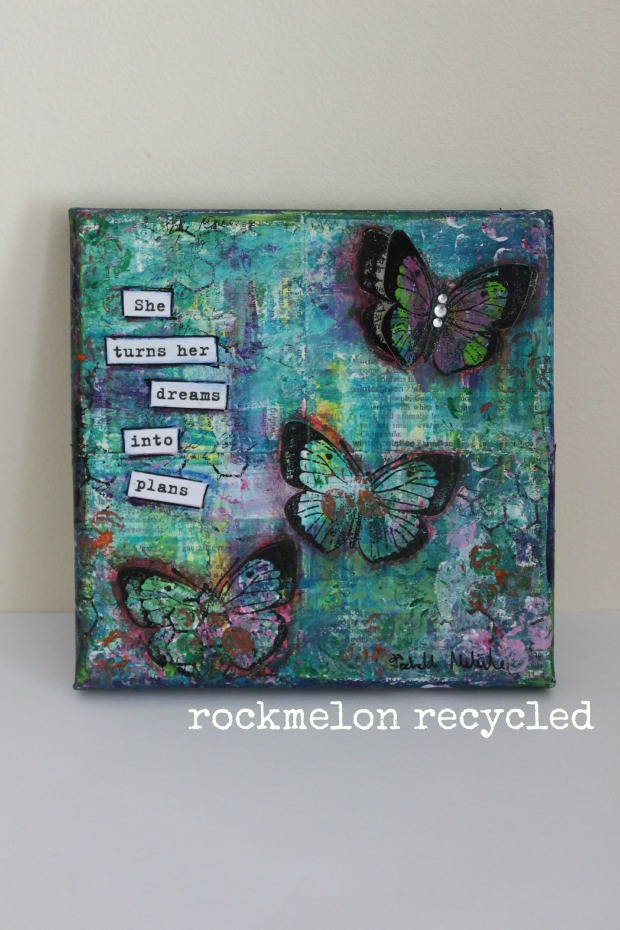 rockmelon recycled art collage butterflies